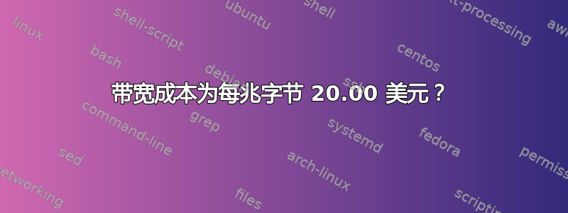 带宽成本为每兆字节 20.00 美元？