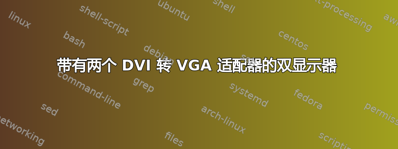 带有两个 DVI 转 VGA 适配器的双显示器