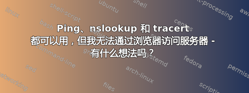 Ping、nslookup 和 tracert 都可以用，但我无法通过浏览器访问服务器 - 有什么想法吗？