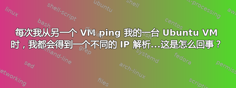 每次我从另一个 VM ping 我的一台 Ubuntu VM 时，我都会得到一个不同的 IP 解析...这是怎么回事？