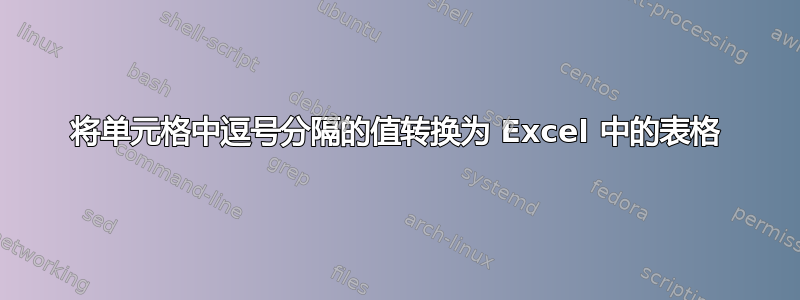 将单元格中逗号分隔的值转换为 Excel 中的表格