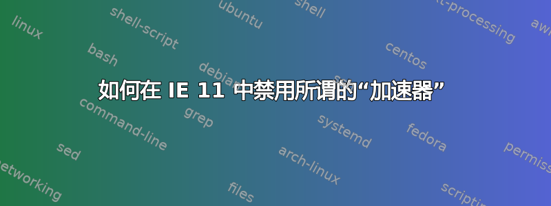 如何在 IE 11 中禁用所谓的“加速器”