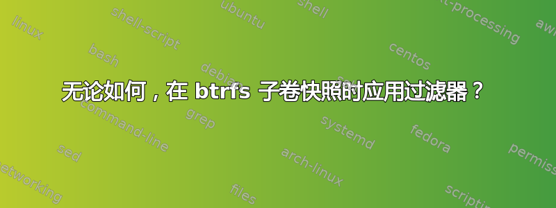 无论如何，在 btrfs 子卷快照时应用过滤器？