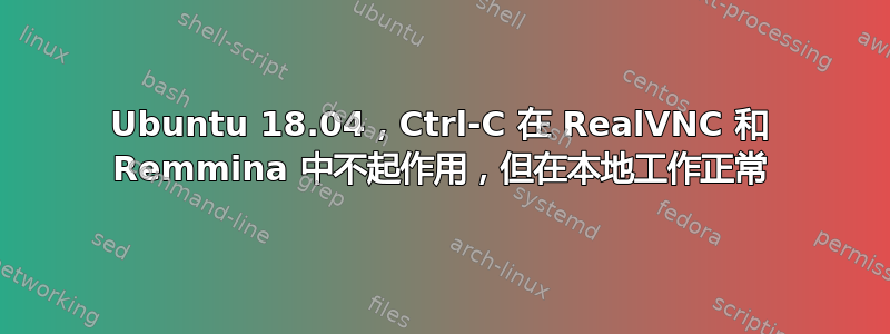 Ubuntu 18.04，Ctrl-C 在 RealVNC 和 Remmina 中不起作用，但在本地工作正常