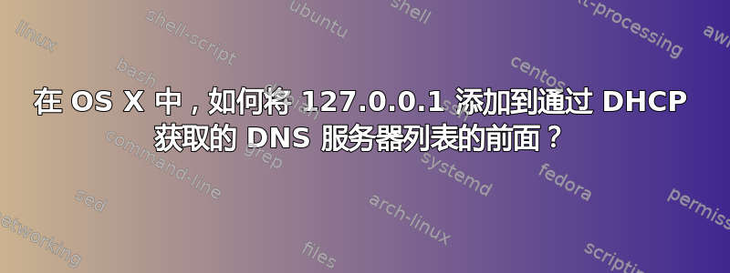 在 OS X 中，如何将 127.0.0.1 添加到通过 DHCP 获取的 DNS 服务器列表的前面？