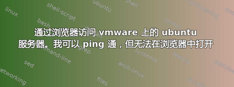 通过浏览器访问 vmware 上的 ubuntu 服务器。我可以 ping 通，但无法在浏览器中打开