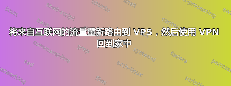 将来自互联网的流量重新路由到 VPS，然后使用 VPN 回到家中