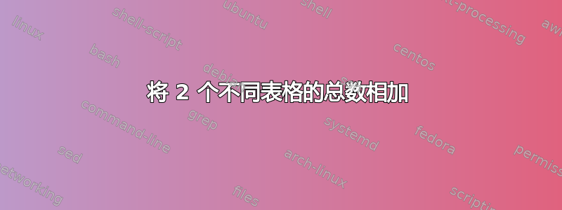 将 2 个不同表格的总数相加