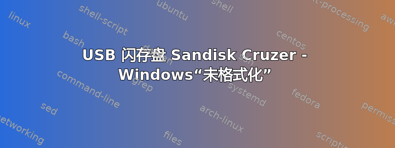 USB 闪存盘 Sandisk Cruzer - Windows“未格式化”