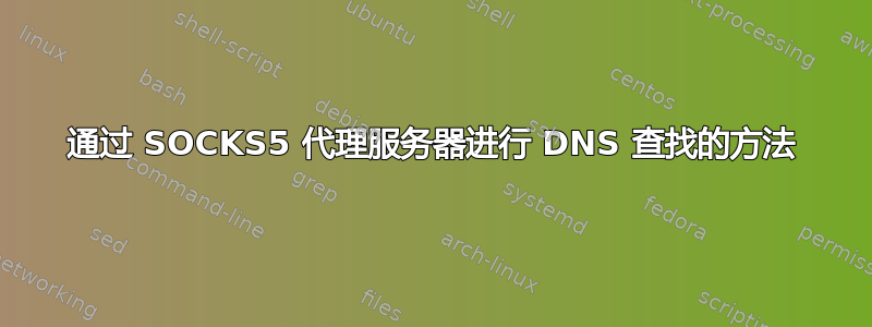 通过 SOCKS5 代理服务器进行 DNS 查找的方法