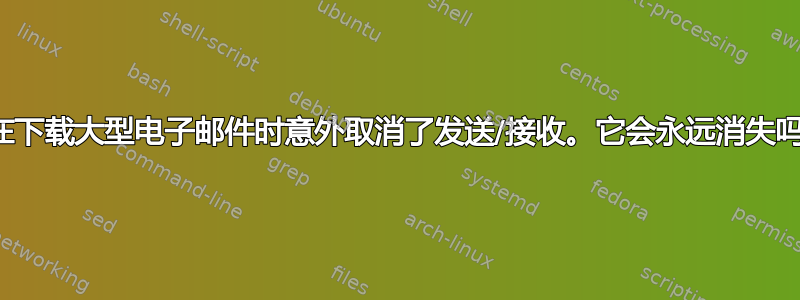 我在下载大型电子邮件时意外取消了发送/接收。它会永远消失吗？