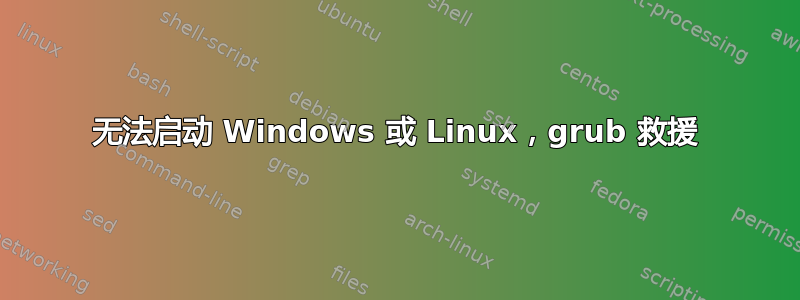 无法启动 Windows 或 Linux，grub 救援