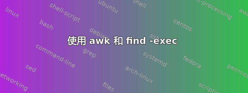 使用 awk 和 find -exec