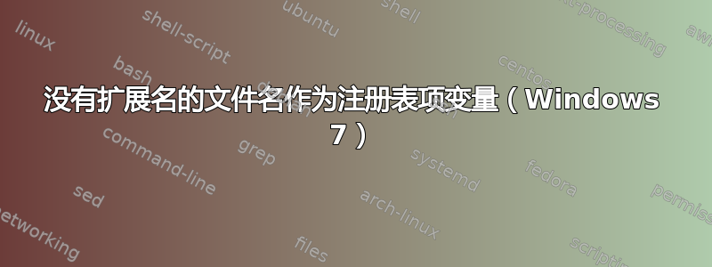 没有扩展名的文件名作为注册表项变量（Windows 7）