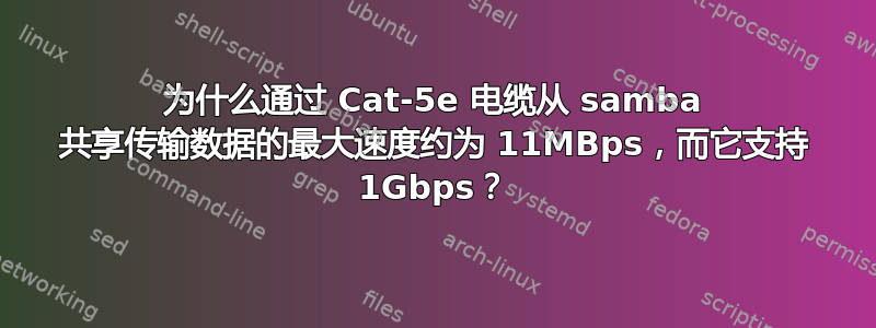 为什么通过 Cat-5e 电缆从 samba 共享传输数据的最大速度约为 11MBps，而它支持 1Gbps？