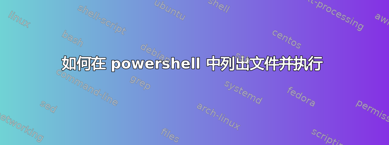 如何在 powershell 中列出文件并执行