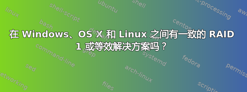 在 Windows、OS X 和 Linux 之间有一致的 RAID 1 或等效解决方案吗？