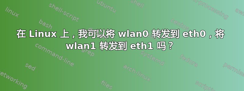 在 Linux 上，我可以将 wlan0 转发到 eth0，将 wlan1 转发到 eth1 吗？