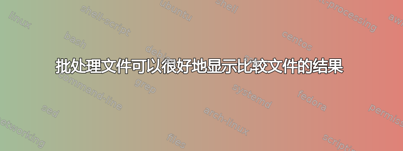 批处理文件可以很好地显示比较文件的结果