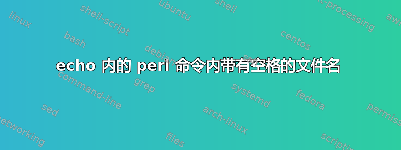 echo 内的 perl 命令内带有空格的文件名