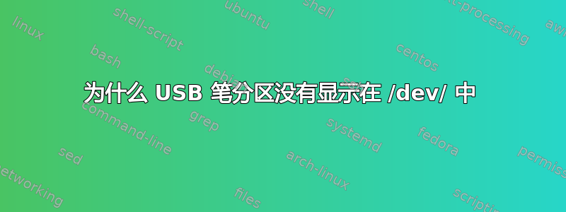 为什么 USB 笔分区没有显示在 /dev/ 中