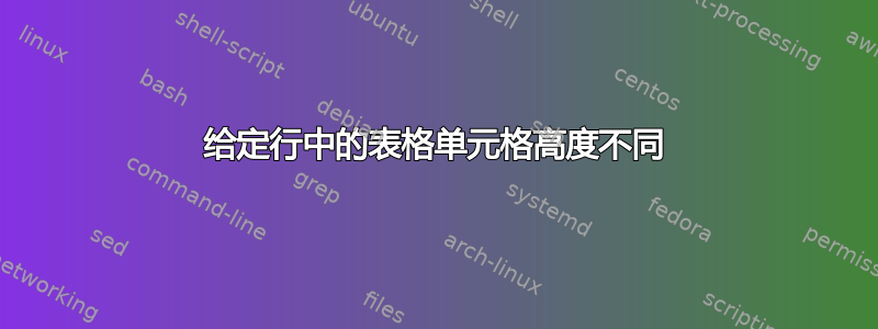 给定行中的表格单元格高度不同