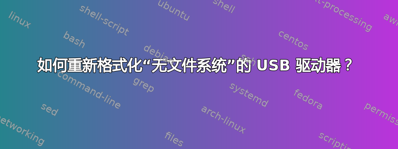 如何重新格式化“无文件系统”的 USB 驱动器？