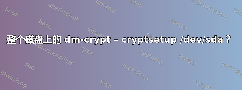 整个磁盘上的 dm-crypt – cryptsetup /dev/sda？