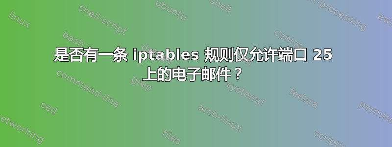 是否有一条 iptables 规则仅允许端口 25 上的电子邮件？