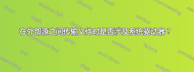 在外部源之间传输文件时是否涉及系统驱动器？