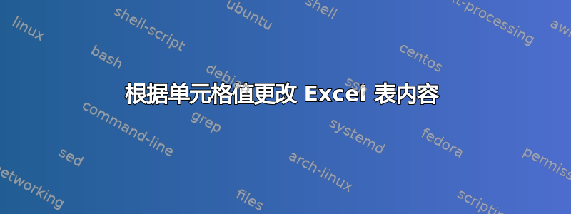 根据单元格值更改 Excel 表内容