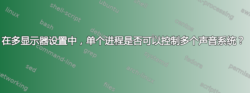 在多显示器设置中，单个进程是否可以控制多个声音系统？