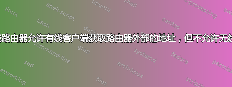 为什么我的无线路由器允许有线客户端获取路由器外部的地址，但不允许无线客户端获取？