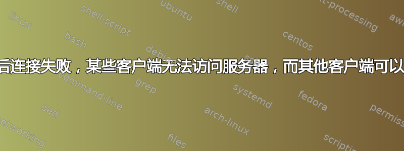 一个数据包后连接失败，某些客户端无法访问服务器，而其他客户端可以访问服务器