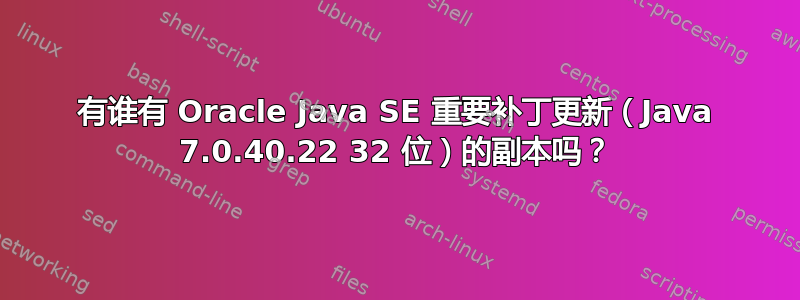 有谁有 Oracle Java SE 重要补丁更新（Java 7.0.40.22 32 位）的副本吗？