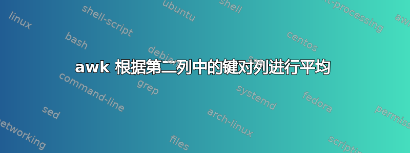 awk 根据第二列中的键对列进行平均