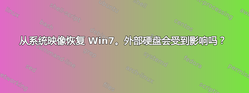 从系统映像恢复 Win7。外部硬盘会受到影响吗？