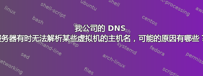 我公司的 DNS 服务器有时无法解析某些虚拟机的主机名，可能的原因有哪些？