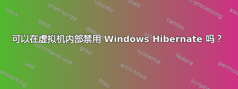 可以在虚拟机内部禁用 Windows Hibernate 吗？