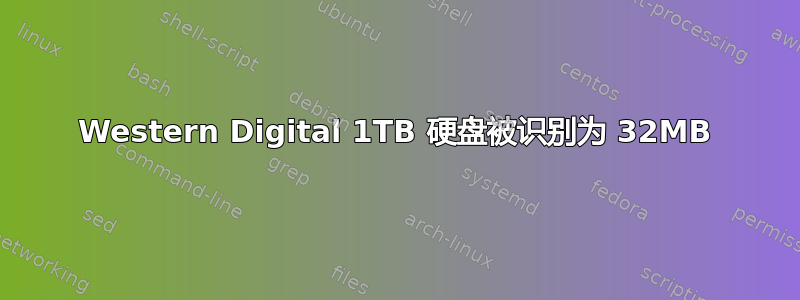 Western Digital 1TB 硬盘被识别为 32MB