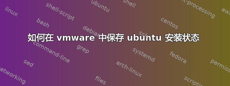 如何在 vmware 中保存 ubuntu 安装状态