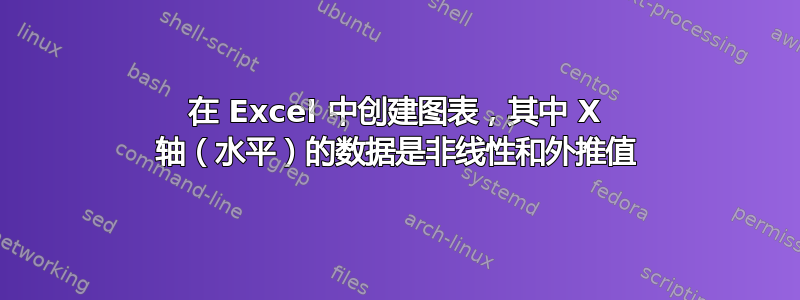 在 Excel 中创建图表，其中 X 轴（水平）的数据是非线性和外推值