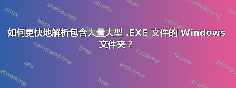 如何更快地解析包含大量大型 .EXE 文件的 Windows 文件夹？