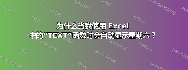 为什么当我使用 Excel 中的“TEXT”函数时会自动显示星期六？