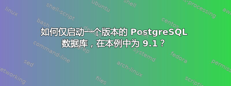 如何仅启动一个版本的 PostgreSQL 数据库，在本例中为 9.1？