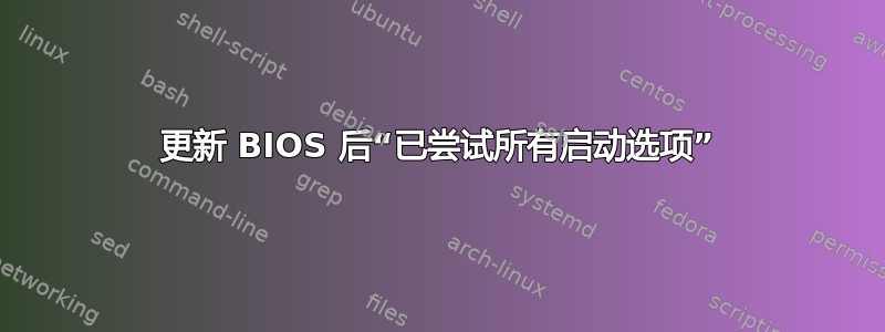 更新 BIOS 后“已尝试所有启动选项”