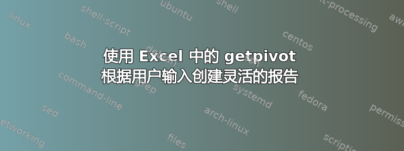 使用 Excel 中的 getpivot 根据用户输入创建灵活的报告