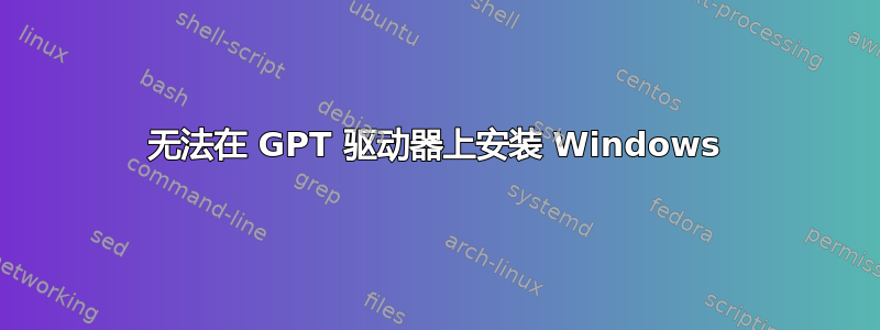 无法在 GPT 驱动器上安装 Windows