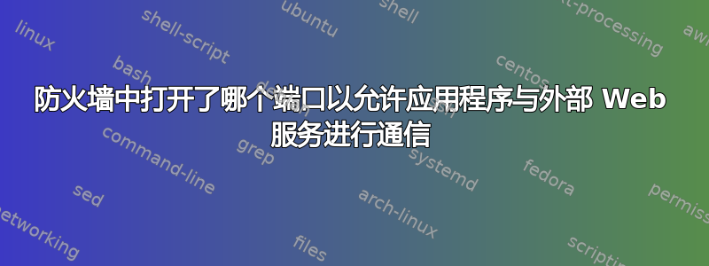 防火墙中打开了哪个端口以允许应用程序与外部 Web 服务进行通信