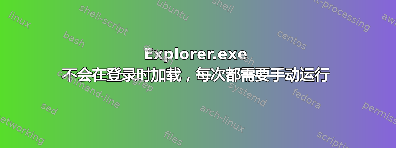 Explorer.exe 不会在登录时加载，每次都需要手动运行